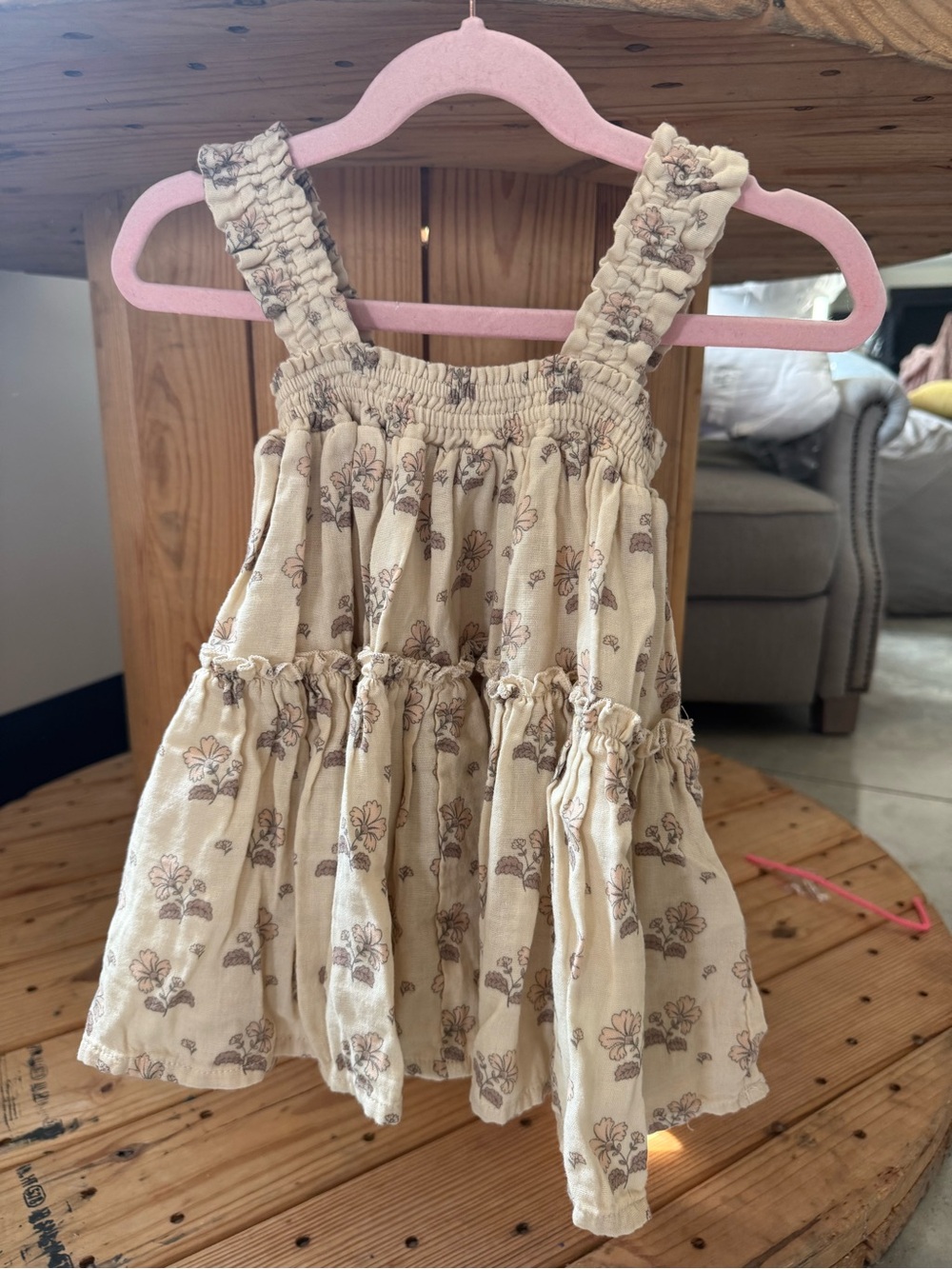 Rylee + Cru Cream Floral Tiered Ruffle Dress